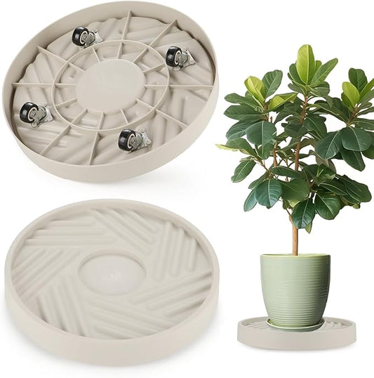 2 Pack Plant Caddy with Wheels, 14" Rolling Plant Stand 165 LBS Heavy Duty with Hidden 360 ° Rotating Silent Wheel Wheels for Outdoor Indoor Large Plant Pots, Flower Pot, Patio JAOXISOU