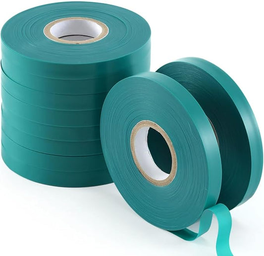 10 Pcs 150 Feet x 1/2" Wide Stretch Tie Tape Green Plant Garden Tie, Garden Vinyl Stake for Branches, Climbing Planters, Flowers TELENT+OUTDOORS
