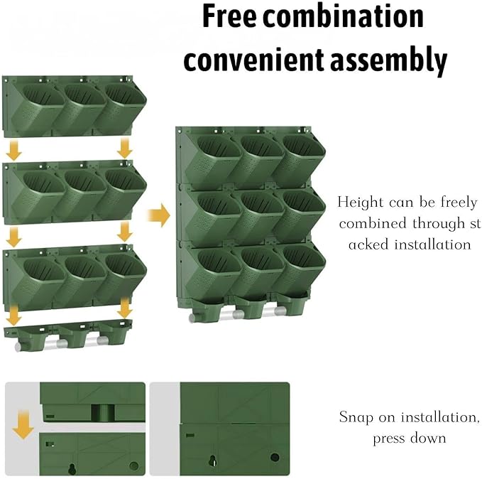 36 Pockets Living Wall Planter Indoor, Self Watering Wall Hanging Planters for Outdoor Plants Stackable, Cascading Vertical Planter Garden (36 planters) Rootora