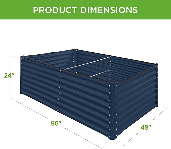 Best Choice Products 8x4x2ft Outdoor Metal Raised Garden Bed, Deep Root Planter Box for Vegetables, Herbs & Flowers, 478-Gallon Capacity, 100% Non Toxic Materials - Navy BestChoiceProducts