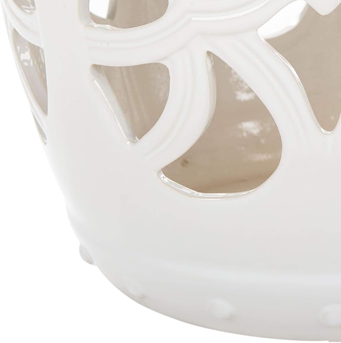 Safavieh Castle Gardens Collection Imperial Vine Antique White Glazed Ceramic Garden Stool SAFAVIEH