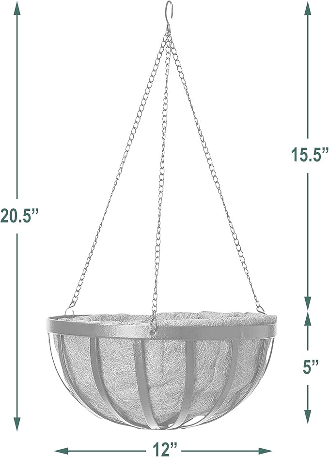 Arcadia Garden Products CB42 12" Solstice Round Hanging Basket, Black Rootora