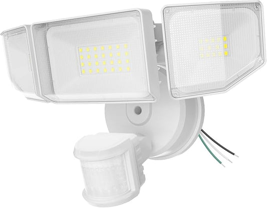 85W LED Security Lights Motion Sensor Light Outdoor, 8500LM Dusk to Dawn, IP65 Waterproof, 6500K, 3 Head Motion Detected Flood Light, Floodlight for Outside, Garage, Yard, Porch (White) Abovizo