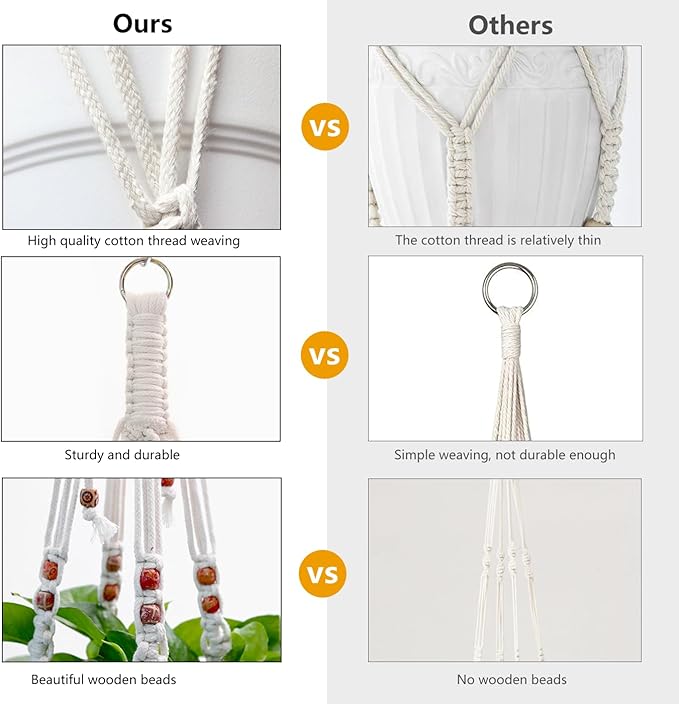 Belit 2 Pack Macrame Plant Hangers Indoor Hanging Planter Basket Decorative Flower Pot Holder Rope for Indoor Outdoor Home Decor Belit