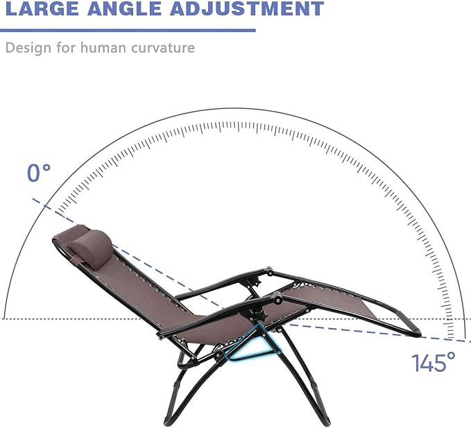 Homall Zero Gravity Patio Folding Lawn Chairs Outdoor Gravity Camp Reclining Lounge Chair with Pillows for Poolside Backyard and Beach Set of 2 (Brown) Homall