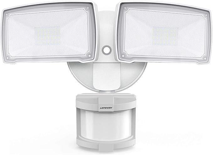 LEPOWER 30W LED Security Lights Motion Sensor Outdoor, 3200LM, 5500K, IP65 Waterproof, Hardwire 2 Head Motion Detector Flood Light for Garage, Yard, Porch LEPOWER