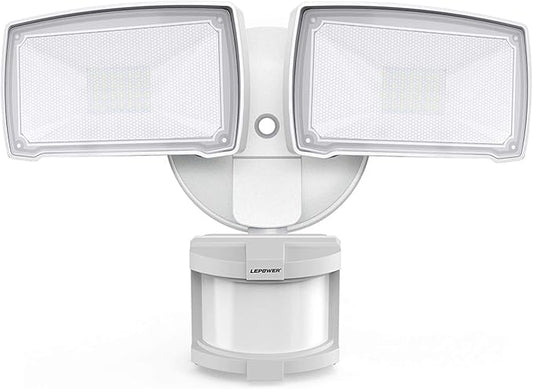 LEPOWER 30W LED Security Lights Motion Sensor Outdoor, 3200LM, 5500K, IP65 Waterproof, Hardwire 2 Head Motion Detector Flood Light for Garage, Yard, Porch LEPOWER