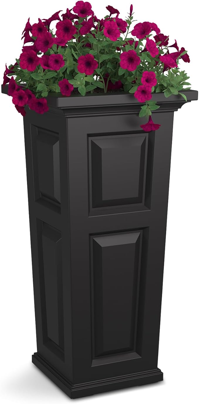 Mayne Nantucket 32-Inch Tall Planter – Self-Watering, Weather-Resistant Planter for Flowers – Durable Outdoor Design for Patio, Porch, or Entryway Mayne