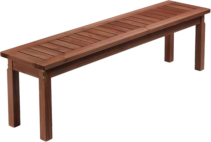 VINGLI Outdoor Wooden Bench, 62” Porch Bench Outdoor Backless Garden Bench, Small Outdoor Bench for Deck Patio Entryway (Brown, 62in) VINGLI