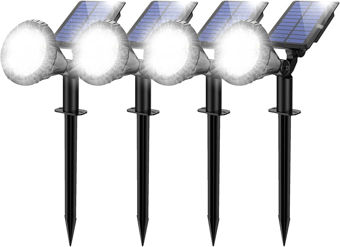 Solar Spot Lights for Outside, 21 LED Outdoor Solar Lights for Yard, 4 Pack Solar Spotlights Waterproof Auto On/Off for Landscape, Wall, Garden, Pool, Tree, Pathway and Driveway(White) NBKLS