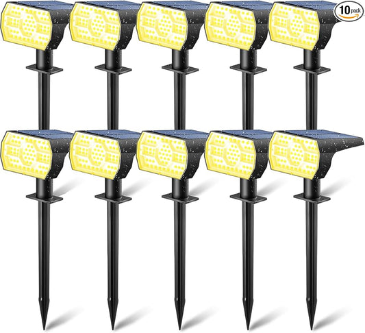 Kaxiida Solar Lights Outdoor Waterproof IP68, 3 Lighting Models Solar Powered Spot Lights Outdoor, 56LED Solar Light Dusk to Dawn for Yard Patio Garden Pathway Landscape Lighting (Warm White,10 Pack) Home