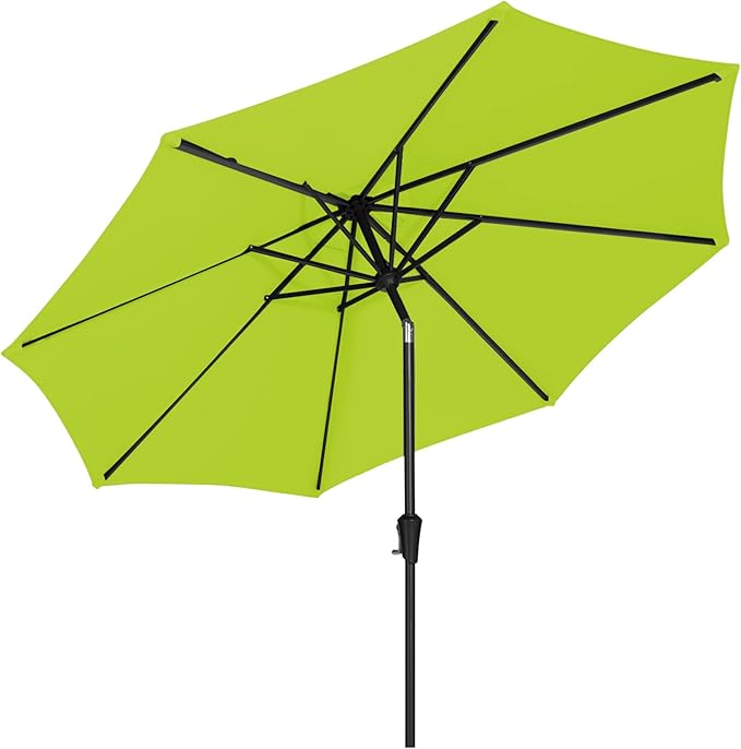 MEWAY 10ft Patio Umbrella Outdoor Table Umbrellas with Push Button Tilt and Crank, Market Umbrella 8 Sturdy Ribs for Deck, Garden, Pool and Backyard, Apple Green MEWAY
