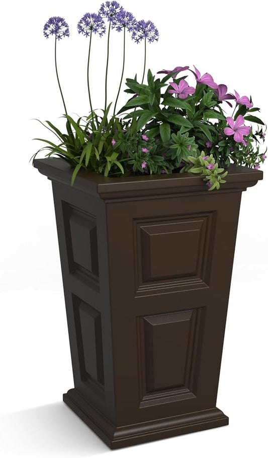 Mayne Wyndham 24-Inch Tall Planter – Self-Watering, Weather-Resistant Planter for Flowers – Durable Indoor/Outdoor Design for Patio, Porch, or Entryway Mayne