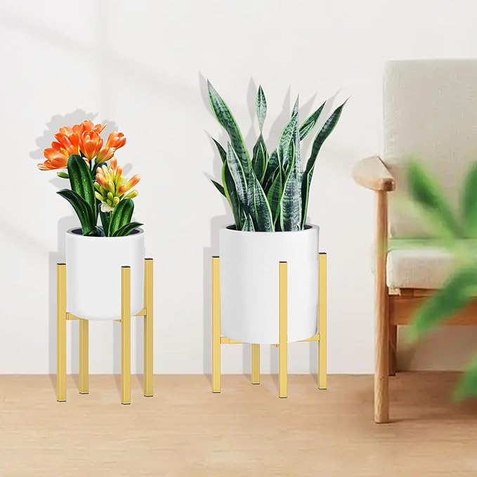 Plant Stand for 10"-16" Plant Pot Indoor Outdoor Corner, Adjustable Metal Heavy Duty for Large Pot (Golden 1 Pack) DDPow