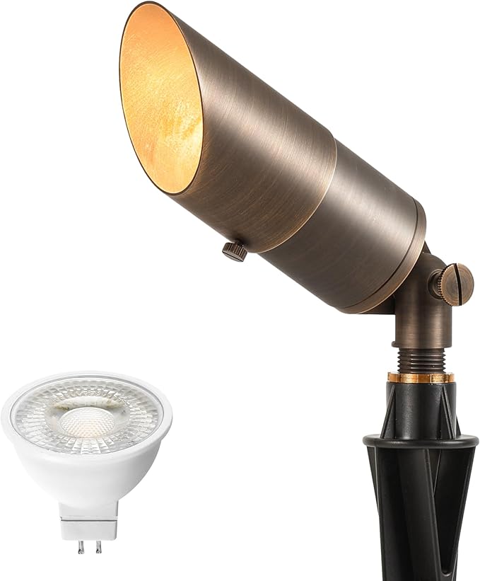 LUTEC Solid Brass Low Voltage Landscape Lighting, 12V Heavy Duty Waterproof Landscape Spotlights, Adjustable Bronze Uplights Outdoor Fixtures for Garden Yard Pathway Tree with MR16 Bulb LUTEC