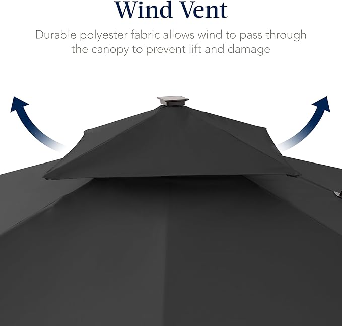 Best Choice Products 12x12ft LED Cantilever Patio Umbrella w/Base Included & 360° Rotation, Large Solar Offset Hanging Outdoor Sun Shade for Deck, Backyard Table w/Stand & Lights – Gray BestChoiceProducts