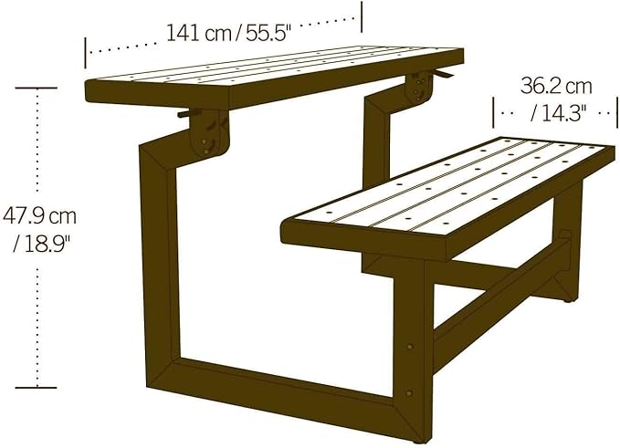 LIFETIME 60054 Convertible Bench / Table, Faux Wood Construction Lifetime