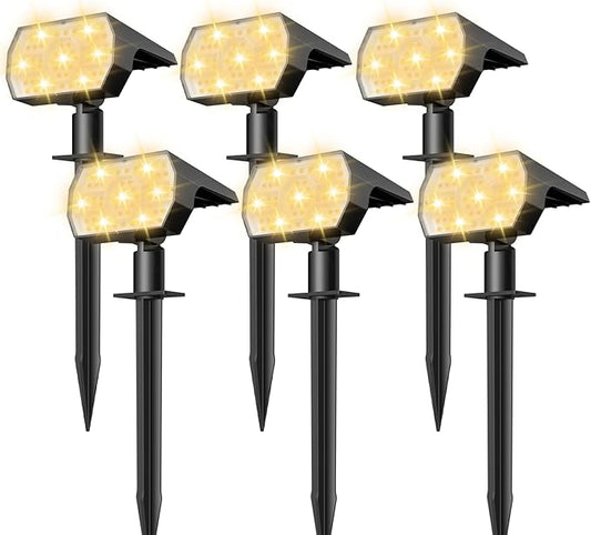 NYMPHY Solar Lights Outdoor Waterproof IP68, 56 LED 3 Lighting Modes Solar Powered Garden Yard Spot Solar Lights for Christmas Outside Landscape- 6 Pack (Warm White) NYMPHY