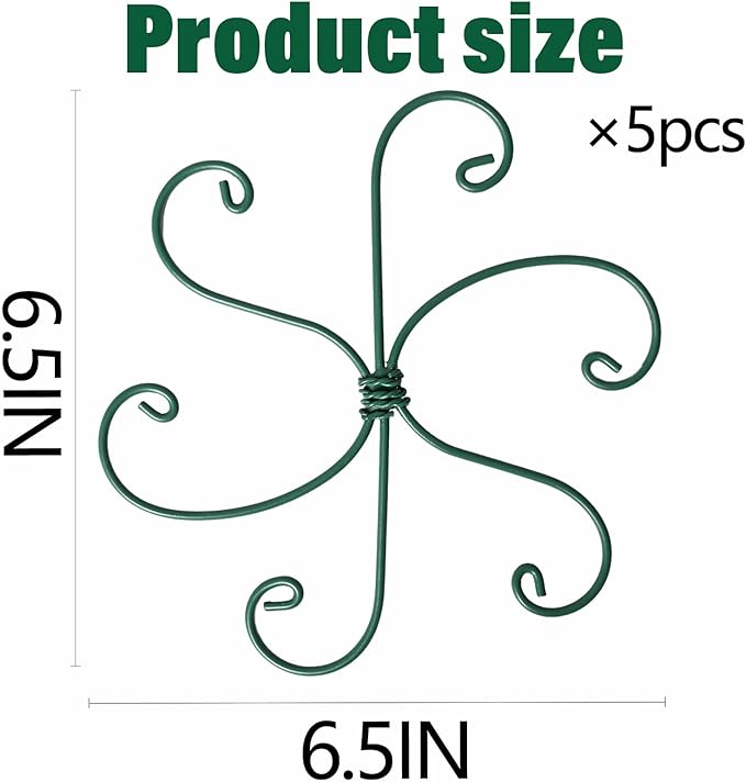 Monstera Plant Stem Support - 5 Pack 6.5"x6.5" Green Metal Stem Stabilizers, Adjustable Ring Clamps for Indoor Plants, Fishbone Cactus, Turtle Shell Bamboo & Climbing Vines Yohsnor