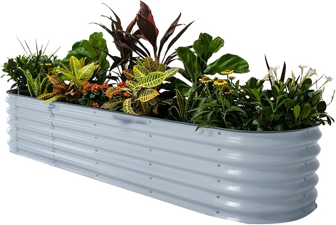 Vego garden Raised Garden Bed Kits, 17" Tall 9 in 1 8ft x 2ft Metal Raised Planter Bed for Vegetables Flowers Ground Planter Box, Sky Blue VegoGarden