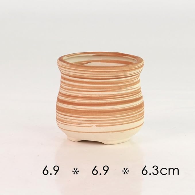 Sun-E 6 in Set 7.6 cm Ceramic Wooden Pattern Succulent Plant Pot Cactus Plant Pot Flower Pot Container Planter Gift Idea SUN-E+SE