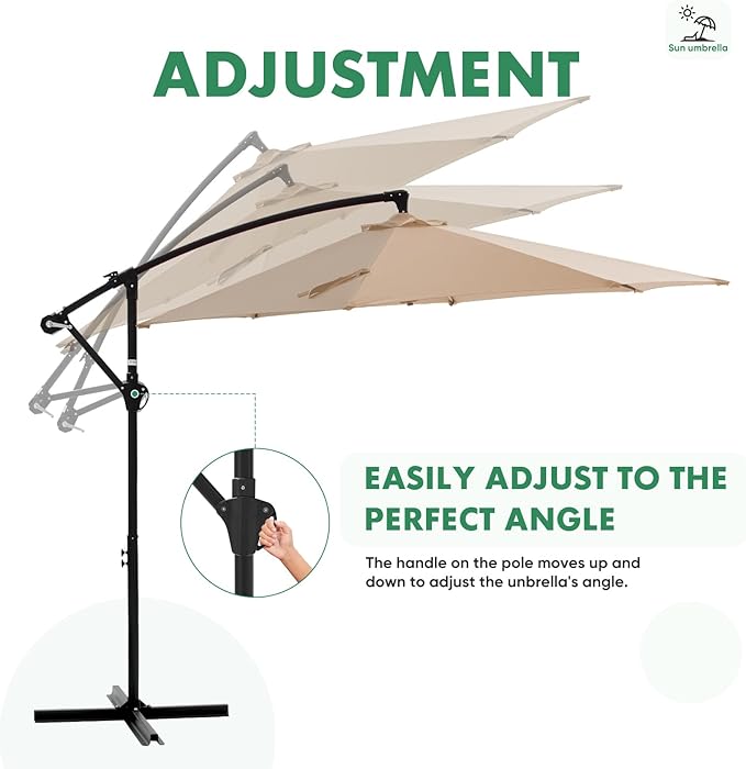 NEWBULIG 10FT Patio Umbrella, Offset Cantilever Outdoor Patio Table Umbrella, UV Protection, Fade Resistant Fabric, Easy Tilt Adjustment for Pool, Deck, Garden, Backyard NEWBULIG