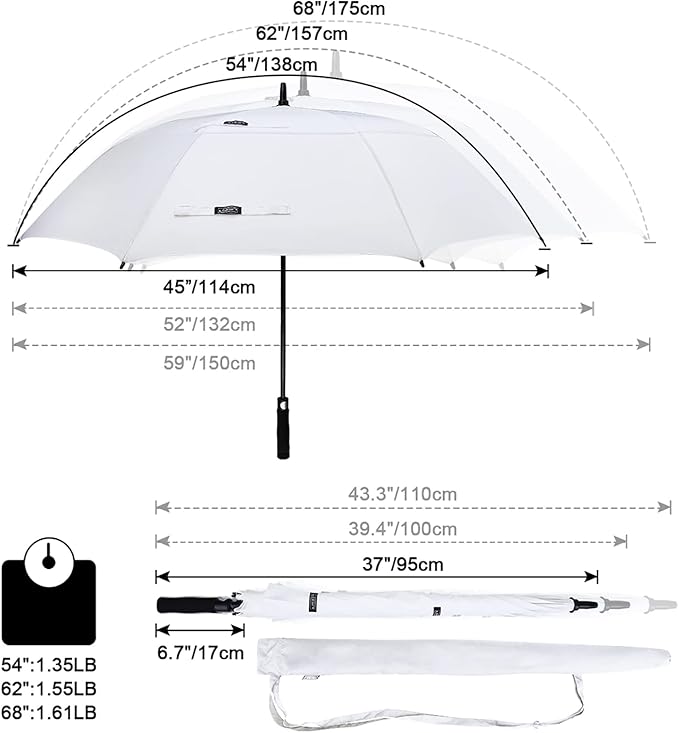 G4Free 47/54/62/68/72 Inch Automatic Open Golf Umbrella Oversize Extra Large Double Canopy Vented Windproof Waterproof Stick Umbrellas G4Free
