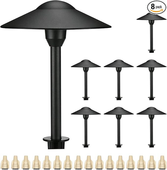Lumina Lighting® 3W Landscape Lighting 12V Landscape Lights Low Voltage Landscape Path Lights Warm White Waterproof Outdoor Replaceable G4 LED Bulb for Garden Pathway Lawn Yard (Black, 8-Pack) LuminaLighting%C2%AE