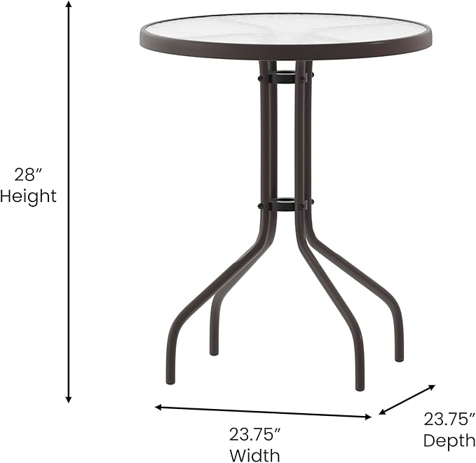 Flash Furniture Bellamy 23.75'' Round Tempered Glass Metal Table, Bronze FlashFurniture