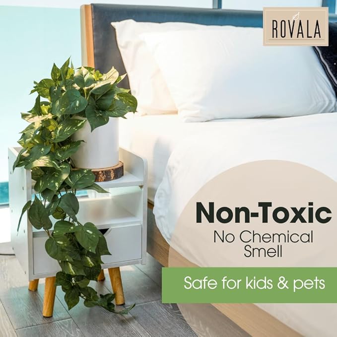 MY ROVALA Silk Plants for Home Decor Indoor in Pot Realistic Artificial Plants Hanging Faux Plants Indoor Fake Potted Plants for Shelves Bedroom Bathroom Trailing Plant, Fake Pothos Ivy (Dark Green) ROVALA