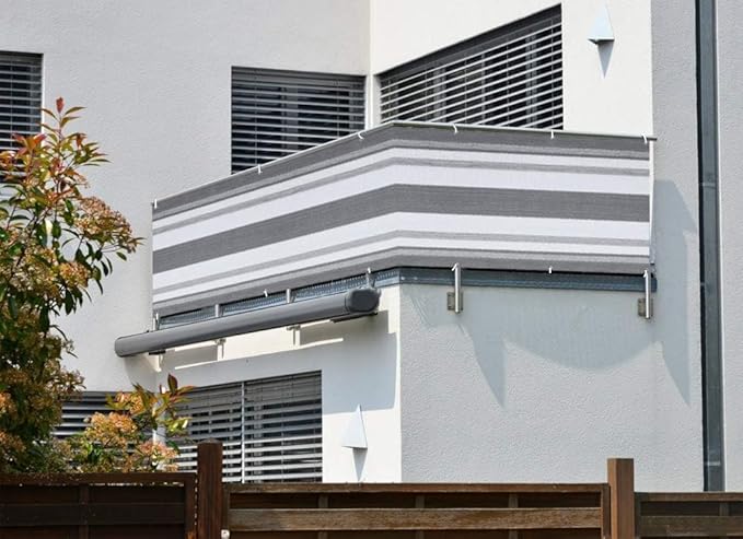 LOVE STORY Balcony Privacy Screen, 3'x10' Deck Shield Screen Fence Cover,UV Protection and Weather-Resistant,3 FT Height for Deck, Patio, Backyard, Outdoor Pool, Porch, Railing, Silver Grey White LOVESTORY