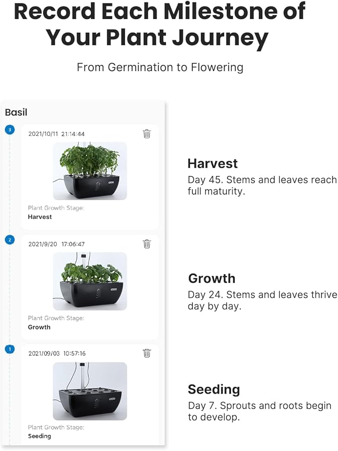 iDOO Hydroponics Growing System Kit 12Pods WiFi, Christmas Gifts for Women Mom, Indoor Herb Garden with LED Grow Light for Home, Built-in Fan, AutoTimer, 6.5L Large Tank Plant Germination Kit, Black idoo