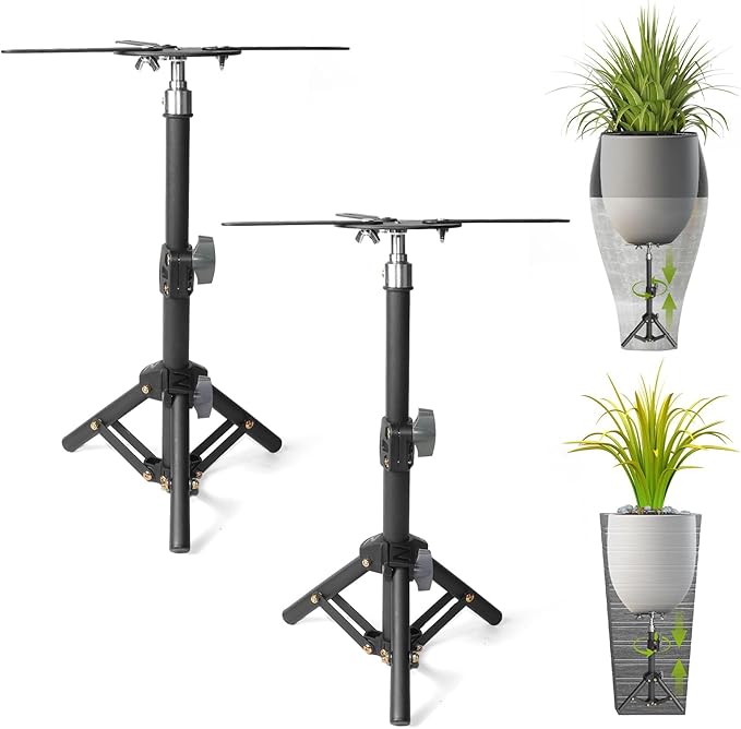 AZEAM Adjustable Plant Risers for Inside Pots, 2 PCS Planter Inserts Fillers for Large Flower Pots, Height Planter Lifter Stand for Outdoor Indoor Plants, 12"- 16" Raise with 4"-12" Top Support AZEAM