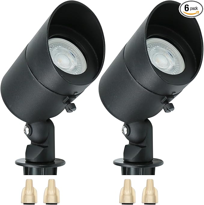 Lumina Lighting® 4W Landscape Lighting 12V Landscape Lights Low Voltage Landscape Spotlights Warm White Waterproof Outdoor Replaceable LED Bulb for Garden, Lawn, Porch, Patio and Yard(Black, 2-Pack) LuminaLighting%C2%AE