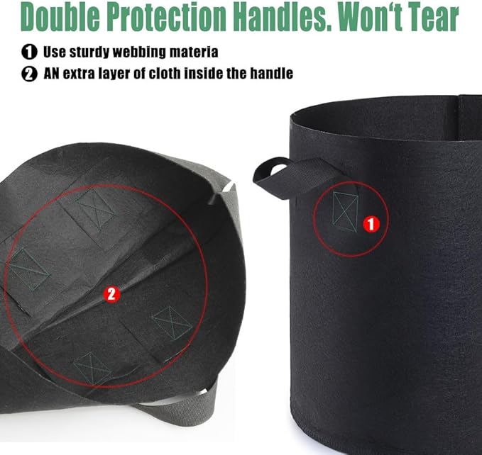 12 Pack 20 Gallon Grow Bags,Premium Fabric Pots 20 Gallon for Healthy Plant Growth - Durable and Reusable Garden Bags to Grow Vegetables,Fruits,and Flowers GROWTNTLLC