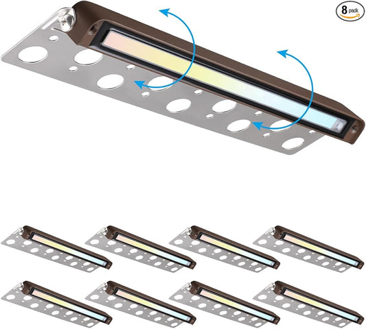 LEONLITE 8-Pack Premium Series 5CCT 12 Inch Hardscape Lighting Low Voltage LED Swivel, 2200K/2700K/3000K/4000K/5000K Selectable, Retaining Wall Light, 12V Paver Light, 7W Outdoor Step Light, ETL LEONLITE