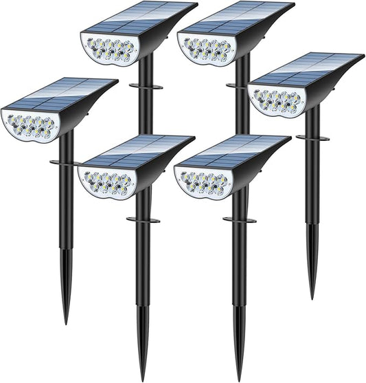 Solar Spot Lights Outdoor, Solar Lights Outdoor Waterproof IP65, 3 Brightness Modes Dusk to Dawn Landscape Spotlights for Yard Garden Pathway Tree Decoration, Cool White, 6 Pack ZookkiDirect