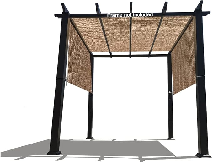 Universal Pergola Replacement Canopy Shade Cover with Breathable HDPE Fabric & Rod Pockets for 10 x 10 FT Pergola, Canopy Size: 192'' L x 106'' W (Walnut) ALIONHOME