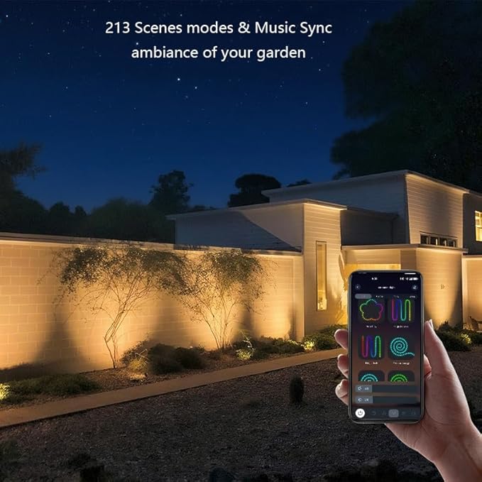 Smart Landscape Spotlights,Solar Low Voltage IP67 Waterproof Outdoor Spot Lights Compatible with APP/Remote Control Color Changing Lights for Yard Garden Pathway Lawn Tree Festival 2pack Rootora