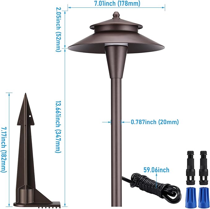 LEONLITE 5CCT Low Voltage Pathway Lights, 12-24V LED Landscape Path Light, 1800/2700/3000/4000/5000K, Double Layer, CRI90, IP65 Waterproof Landscape Lighting, Aluminum, Oil Rubbed Bronze, Pack of 6 LEONLITE