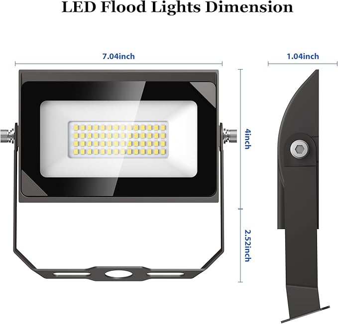 dephen 30W LED Flood Lights Outdoor with Bracket Mount, 3450Lumen 120V Security Lighting, 5000K IP65 Waterproof Wall Pack Floodlight for Garden Yard Patio Porch (UL-Listed) dephen