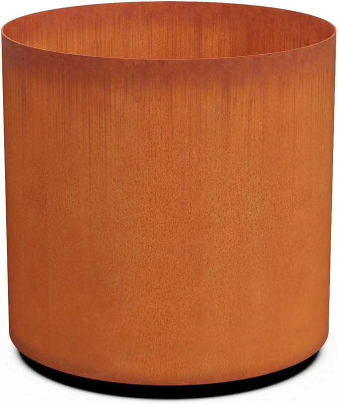 Plantercraft Large Round Planters for Outdoor Plants 20x20 Inch - Corten Steel Planter, Heavy Duty Modern Metal Pot for Front Porch, Patio & Garden Decor | Develops Natural Rust Patina Plantercraft