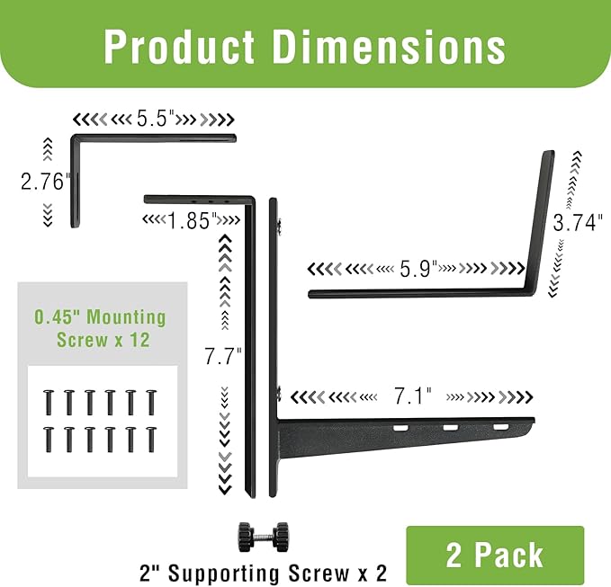 Window Box Brackets, Adjustable Hanging Railing Planter Box Brackets, Heavy Duty Wall Mount Iron Flower Box Holder for Outdoor Windowsill, Balcony, Garden, and Fence (2 Pack) NouraVita