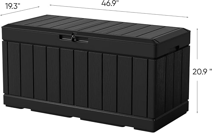 Greesum 82 Gallon Resin Deck Box All Weather Large Outdoor Storage for Patio Furniture, Toys, Garden Tools, Lockable, Black BuynowfromGreesum