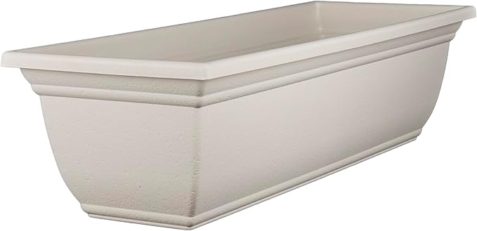 The HC Companies 24 Inch Mojave Window Planter Box with Drainage Holes, Lightweight UV-Resistant Plastic Outdoor Planters, 2-Pack Flower Box for Garden & Home Decor, Cottage Stone TheHCCompanies
