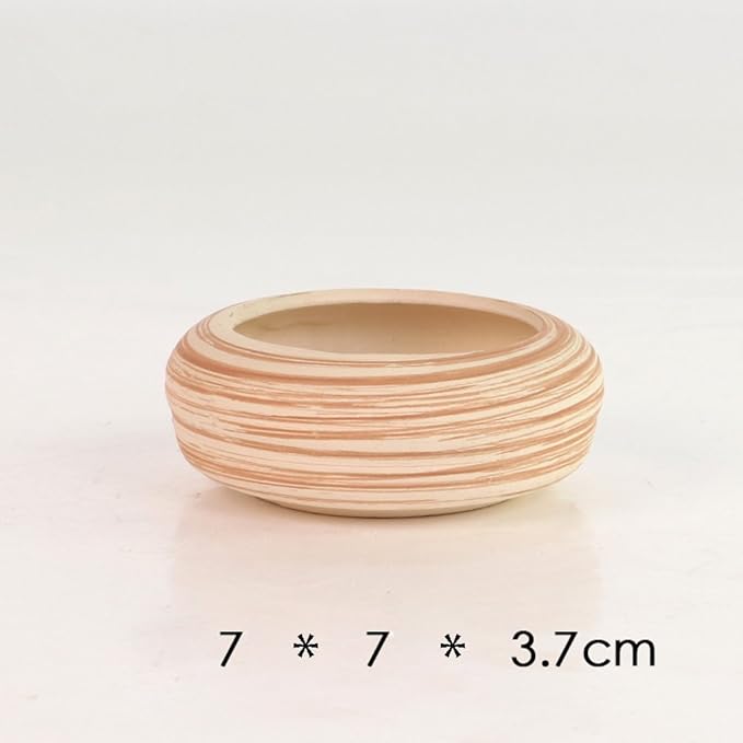Sun-E 6 in Set 7.6 cm Ceramic Wooden Pattern Succulent Plant Pot Cactus Plant Pot Flower Pot Container Planter Gift Idea SUN-E+SE