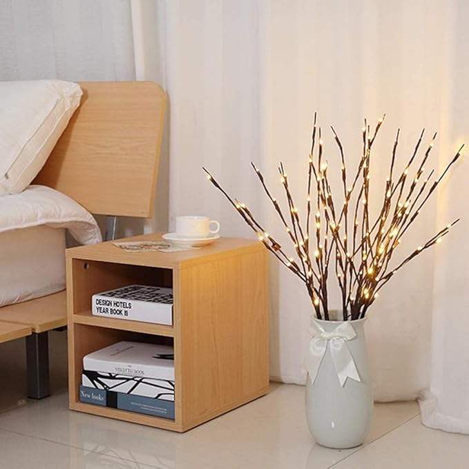 Vanthylit Set of 2 3PK 30" Brown Lighted Twig Stakes 120 Warm White Pathway Light for Outdoor and Indoor (Vase Excluded) Vanthylit