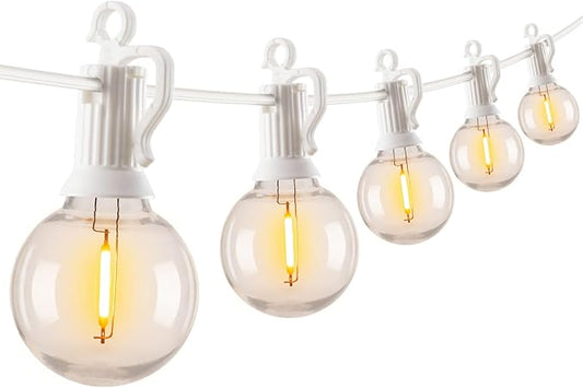 Brightown 29 Feet LED Outdoor String Lights with Shatterproof G40 Edison Bulbs, Connectable and Weatherproof Strand, Commercial Grade Patio Lights for Backyard Garden Patio Decorative, White Brightown