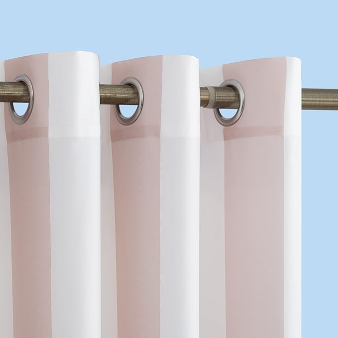 Sun Zero Valencia Cabana Stripe Indoor/Outdoor UV Protectant Energy Efficient Grommet Curtain Panel SunZero%E2%84%A2