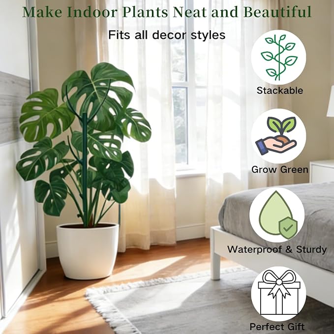10 Pack Stackable Plant Support Stakes, 75inch Climbing Plant Sticks Structures for Monstera with Garden Ties, Durable Alternative to Moss Pole for Indoor Outdoor Plants YOYOKIT